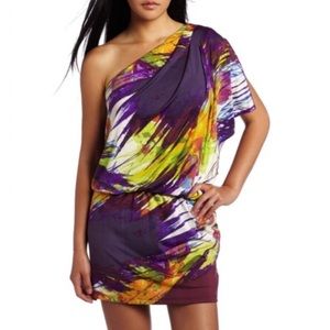 Jessica Simpson One Shoulder Purple Tropical Dress